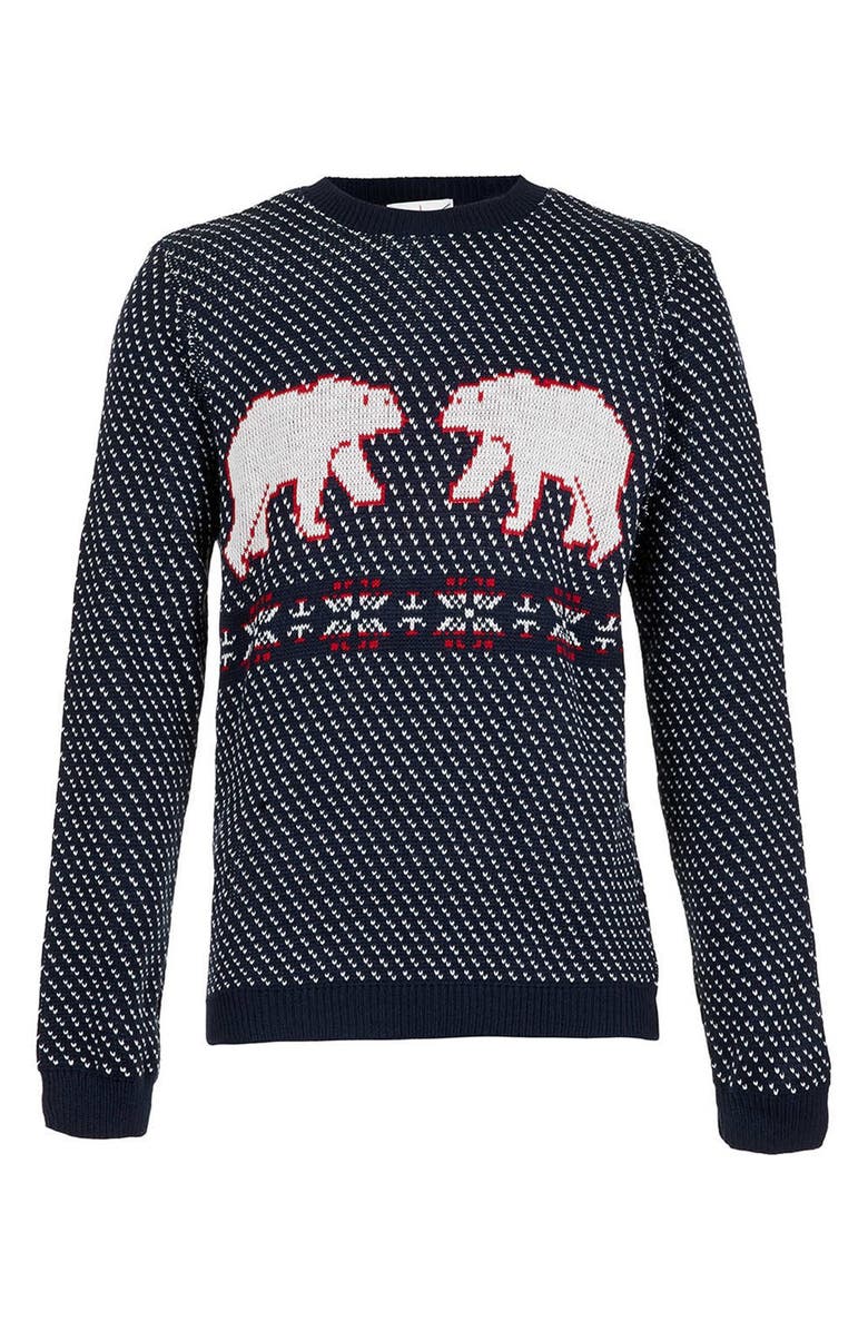 Topman Polar Bear Nordic Crewneck Sweater, Main, color, 