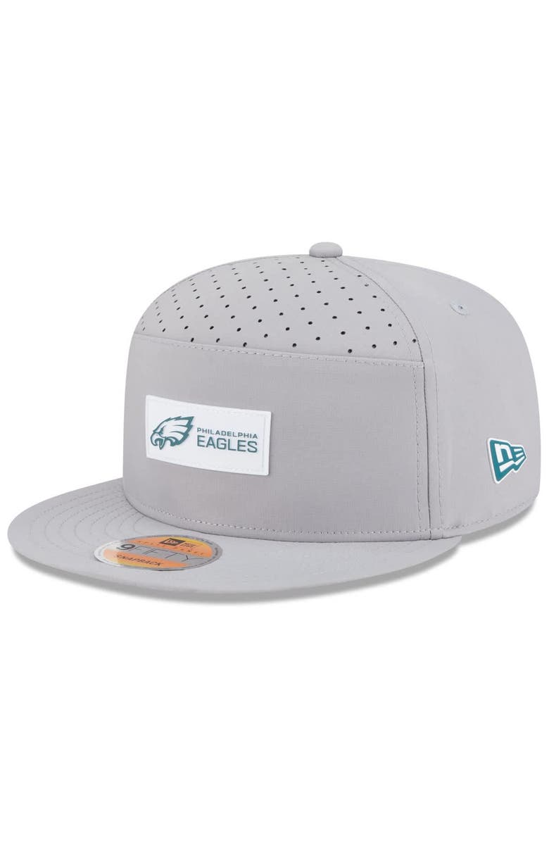 New Era Men's New Era Gray Philadelphia Eagles 2025 Sideline Split Panel 9FIFTY Snapback Hat, Main, color, Gray
