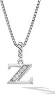 David Yurman Pavé Initial Pendant Necklace in Sterling Silver with Diamond