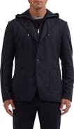 Bugatchi Wool Three Button Blazer with Hood