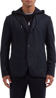 Bugatchi Wool Three Button Blazer with Hood
