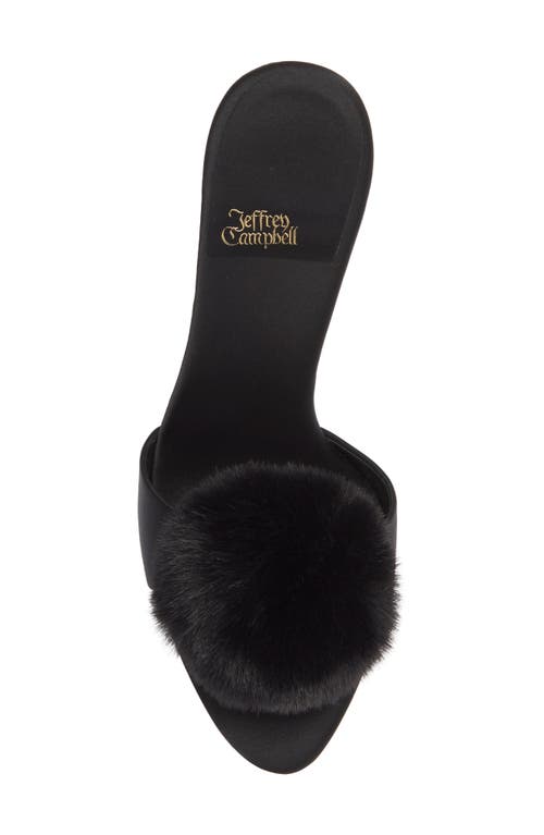 Jeffrey Campbell Shopaholic Faux Fur Pom Slide Sandal In Black