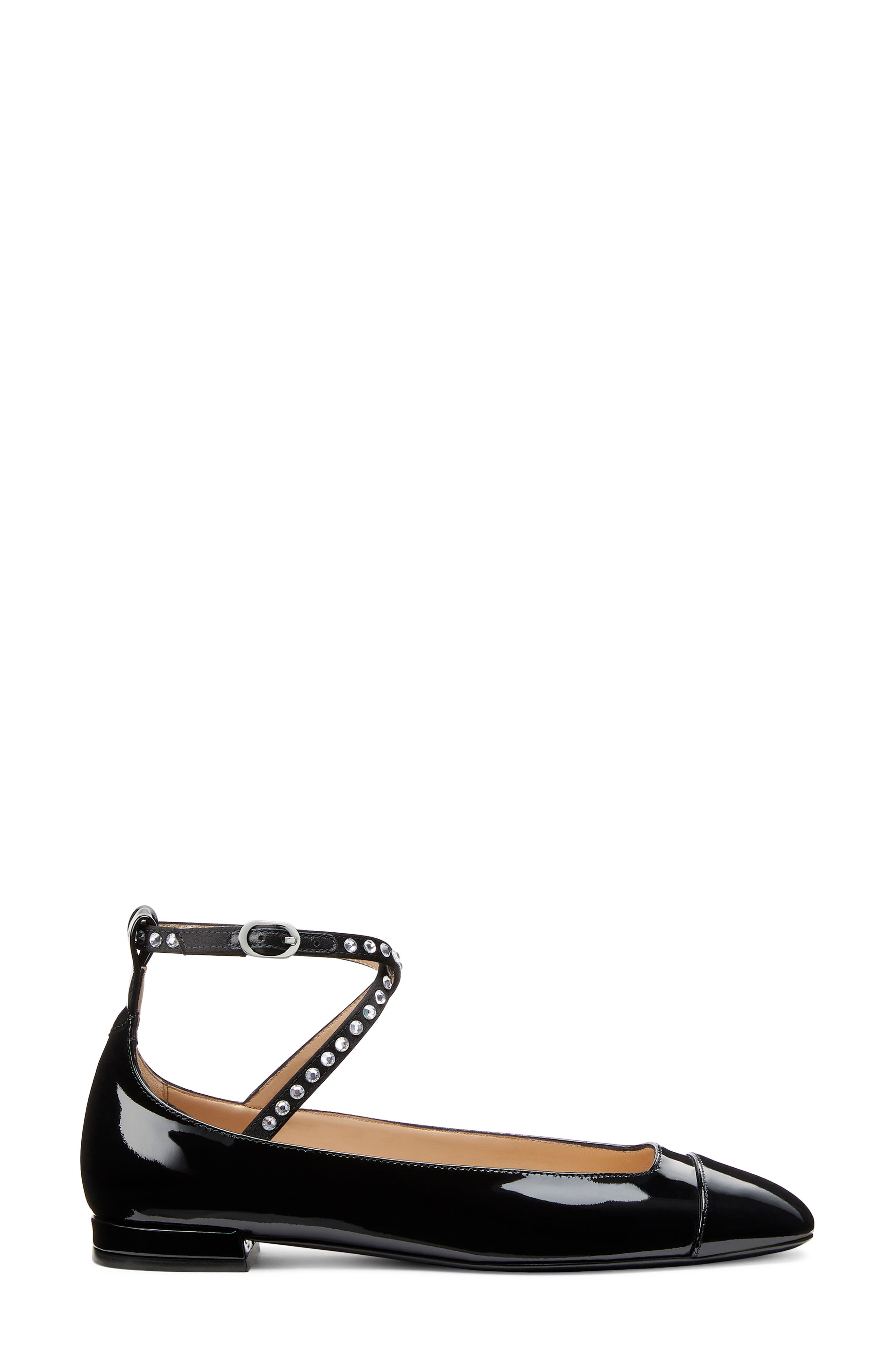 Eden Crystal Embellished Flat, Alternate, color, BLACK/ CLEAR