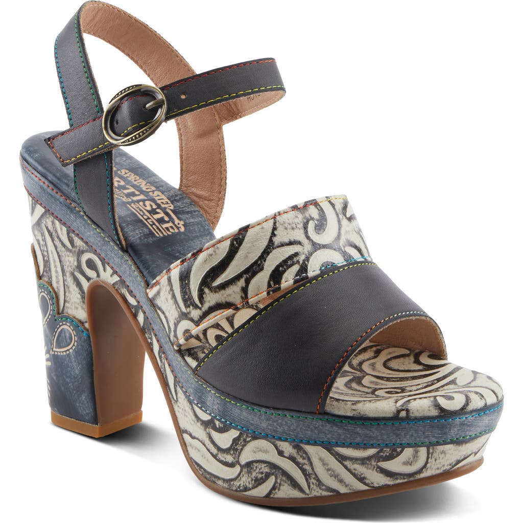 L'artiste By Spring Step Hotstrut Platform Sandal In Charcoal Multi