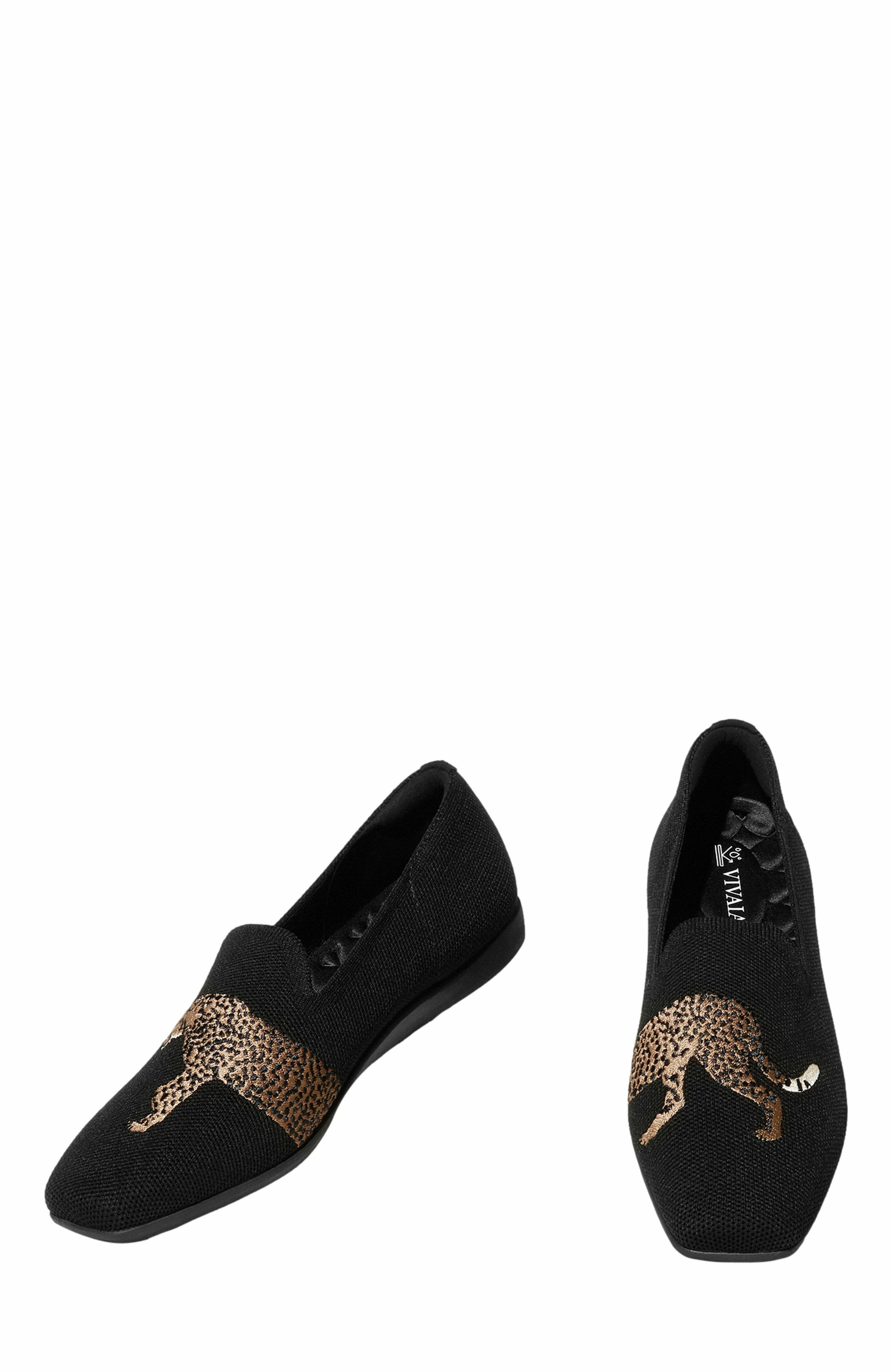 VIVAIA Water-Repellent Square-Toe Loafers, Alternate, color, Black Cheetah