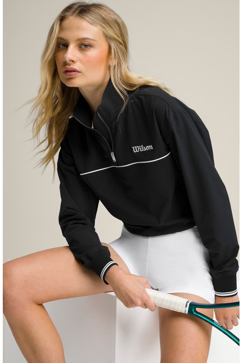 Davenport Woven Popover Quarter Zip Jacket, Alternate, color, BLACK