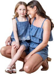 Hope & Henry Women's Organic Ruffle Top Romper