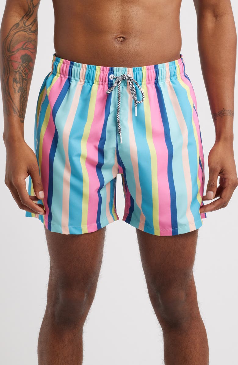 Boardies Cake Stripe Mid Length Swim Trunks, Main, color, 