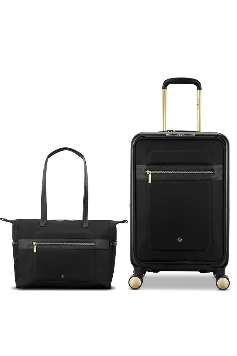 Mobile Solution 2 Tote & 22" Carry On 2 Piece Luggage Set, Main, color, Black