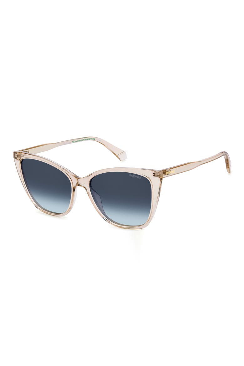 56mm Gradient Cat Eye Sunglasses, Alternate, color, BEIGE/ BLUE POLAR