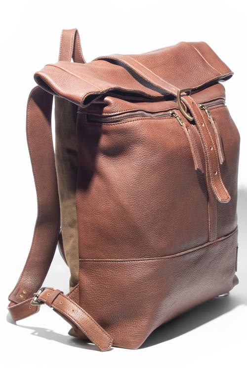 Will Leather Goods Roll Top Backpack In Brown