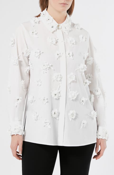 Fidato Crystal Flower Button-Up Shirt (Plus)