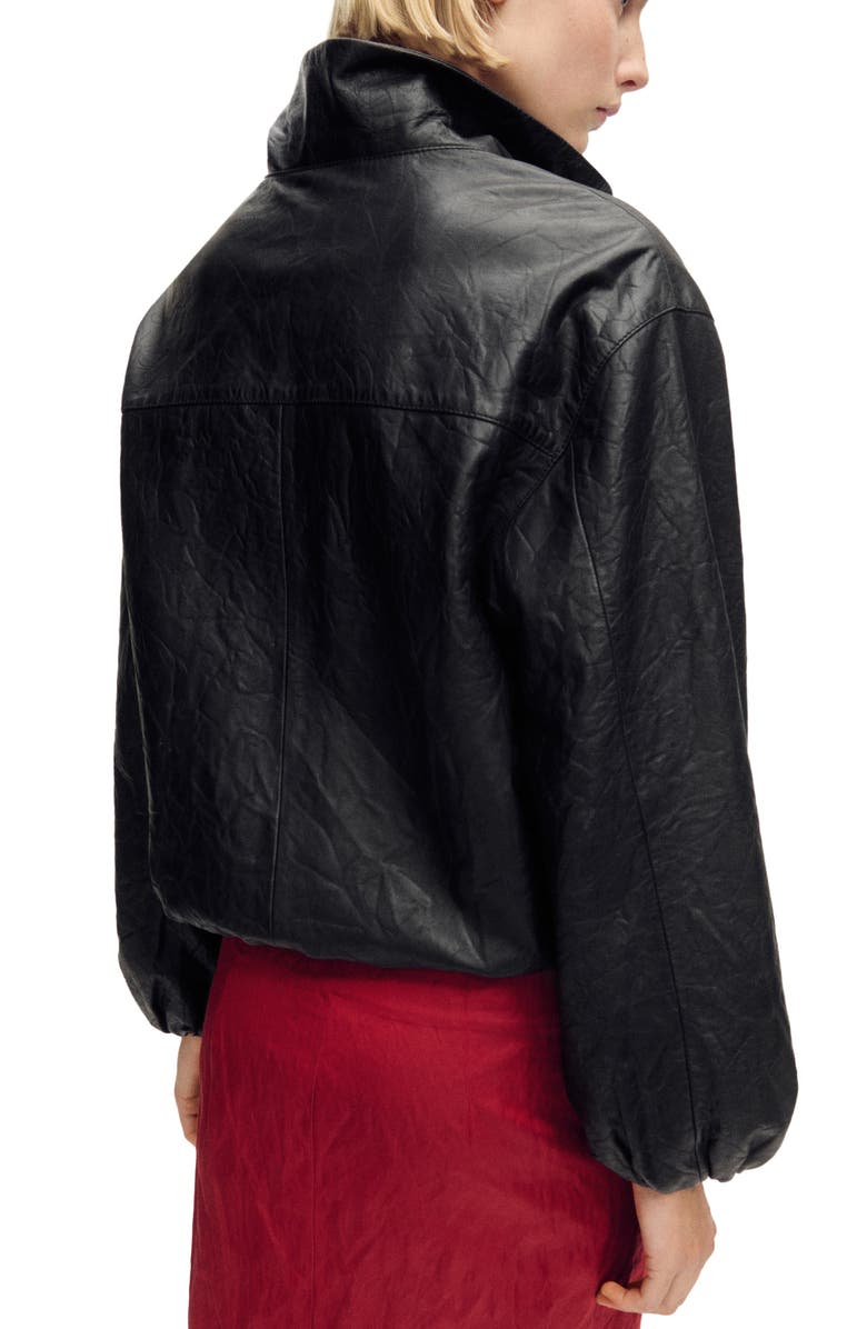 MANGO Oversize Leather Jacket, Alternate, color, 