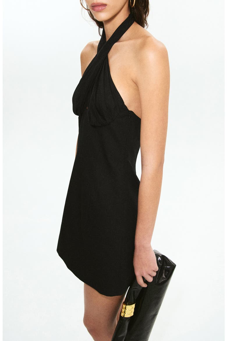 Starring Hailey Bieber Bambi Halter Neck Minidress, Alternate, color, BLACK