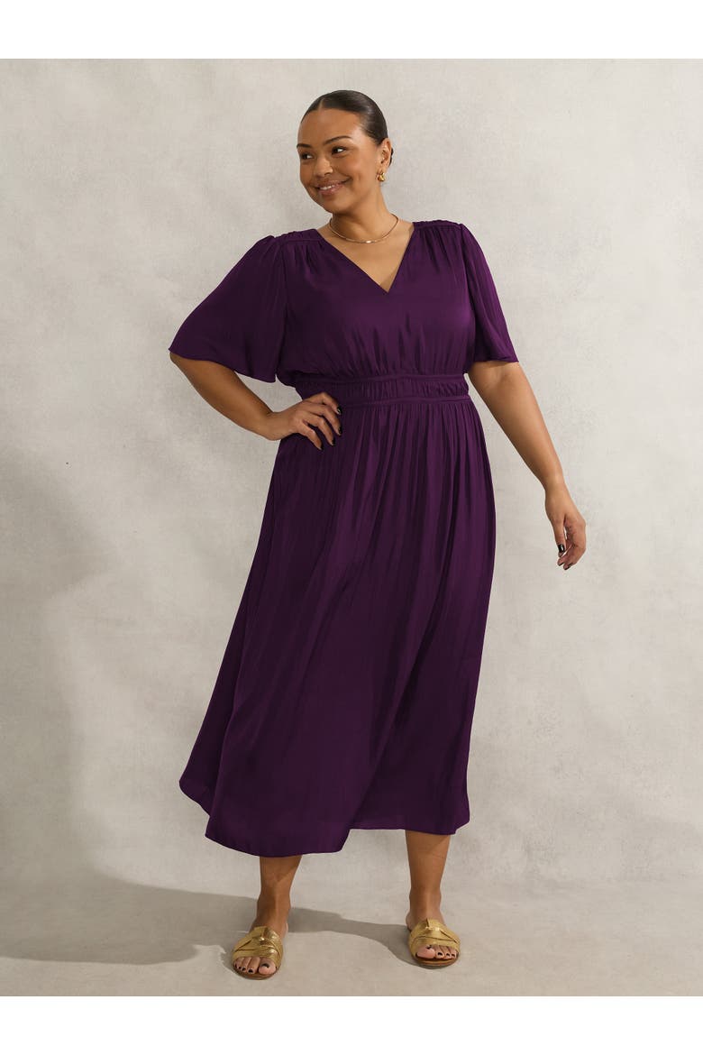 V-Neck Flutter Sleeve Dress, Main, color, Purple