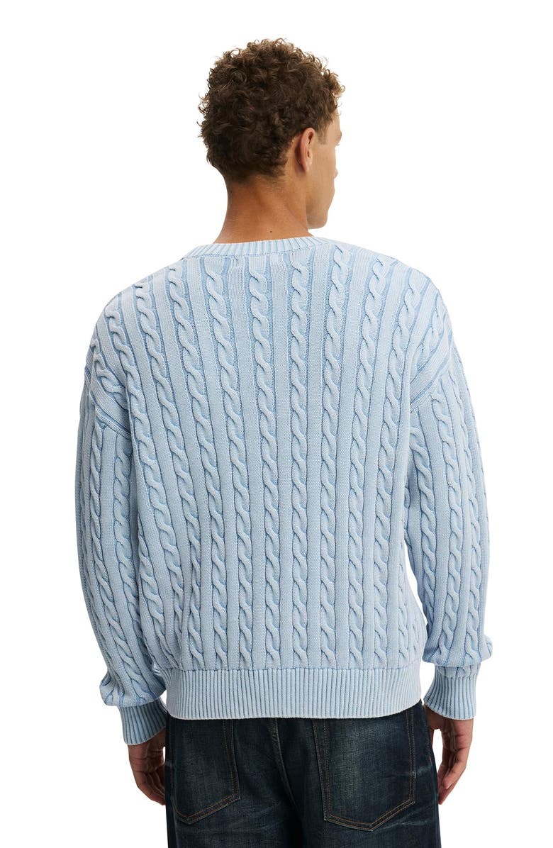 Cotton On Washed Box Fit Crew Knit, Alternate, color, Washed Ice Blue Cable