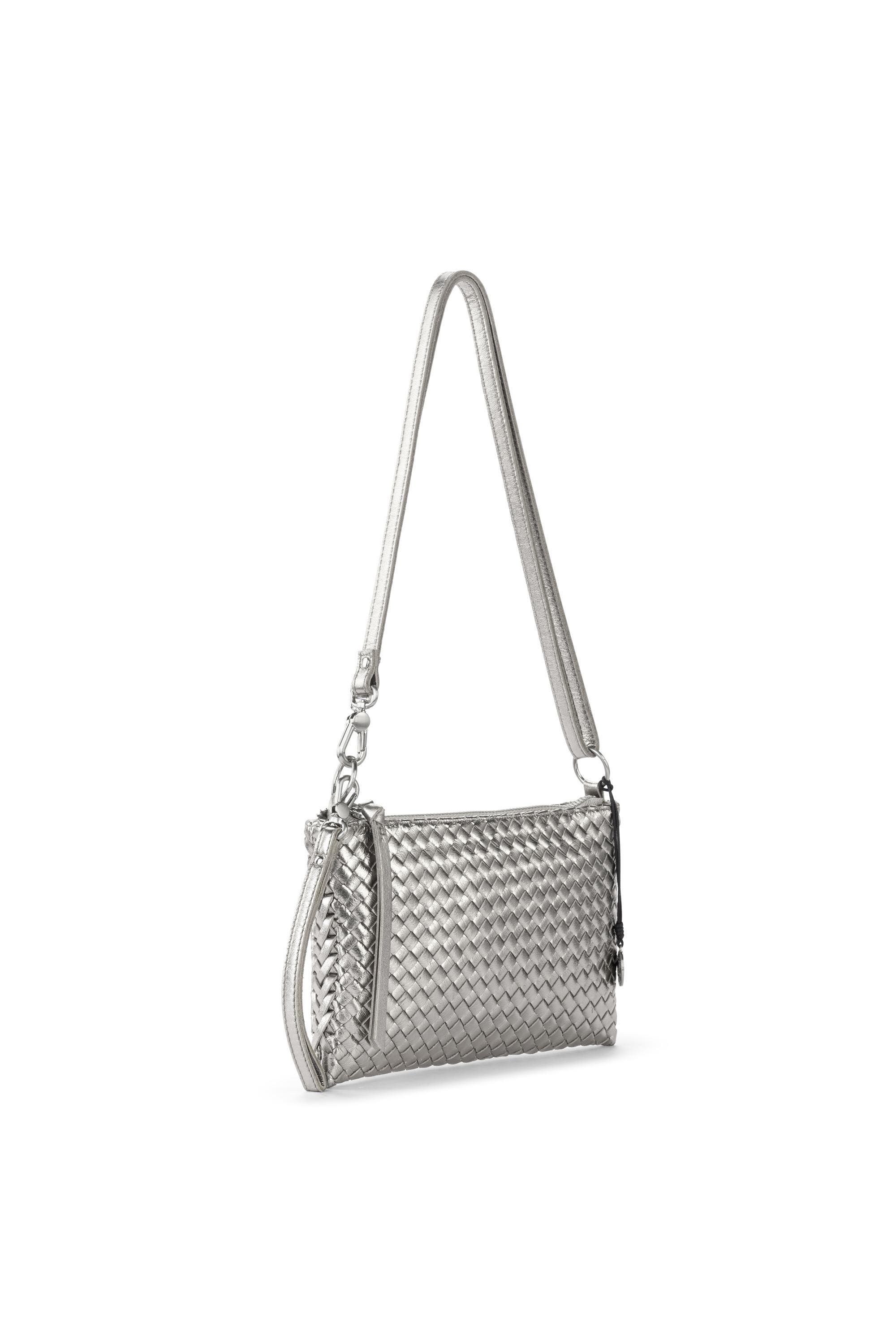 The Sak Vita Hand Woven Leather Crossbody Wristlet, Alternate, color, Pyrite Woven