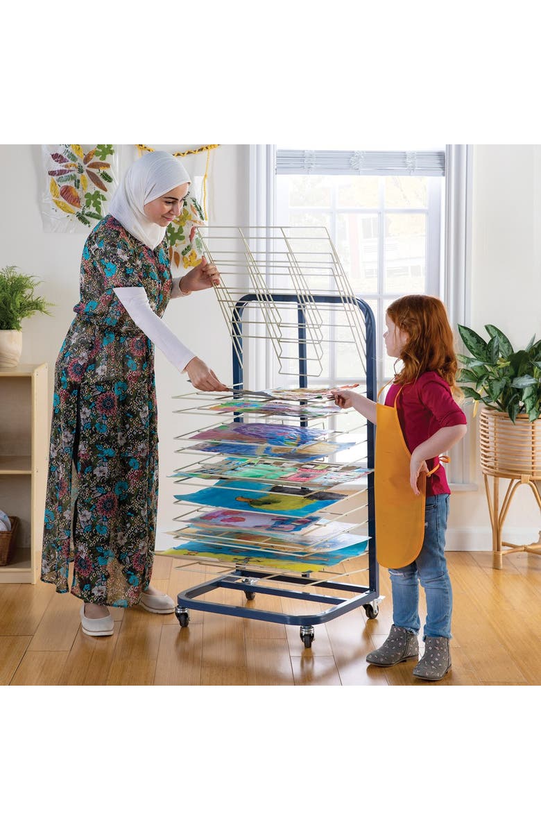 Kaplan Early Learning Company Mobile Floor Drying Rack, Alternate, color, Blue