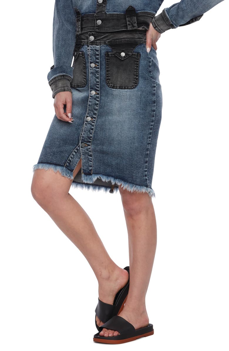 Wash Lab Denim Wash Lab Hampton Button Front Denim Skirt, Alternate, color,