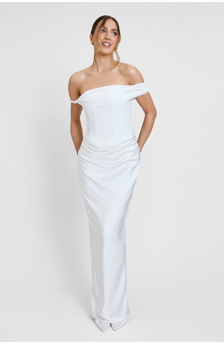 Six Stories Twist Strap Corset Maxi Dress, Main, color, White