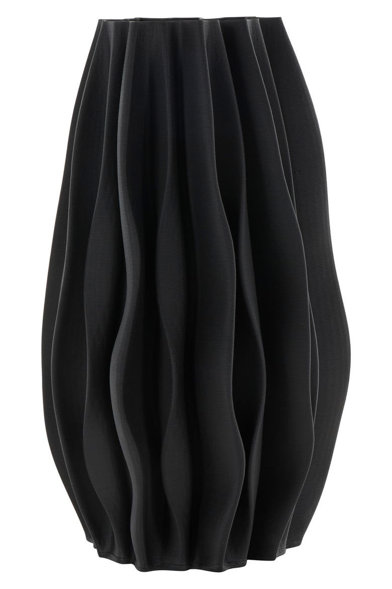 Ruffled Ceramic Vase, Alternate, color, BLACK
