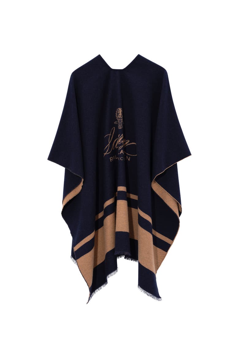 hotel logo ruana, Alternate, color, navy/camel