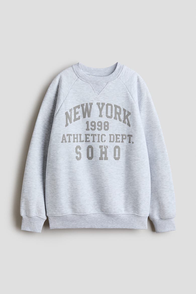 Printed Sweatshirt, Main, color, Light gray melange/New York