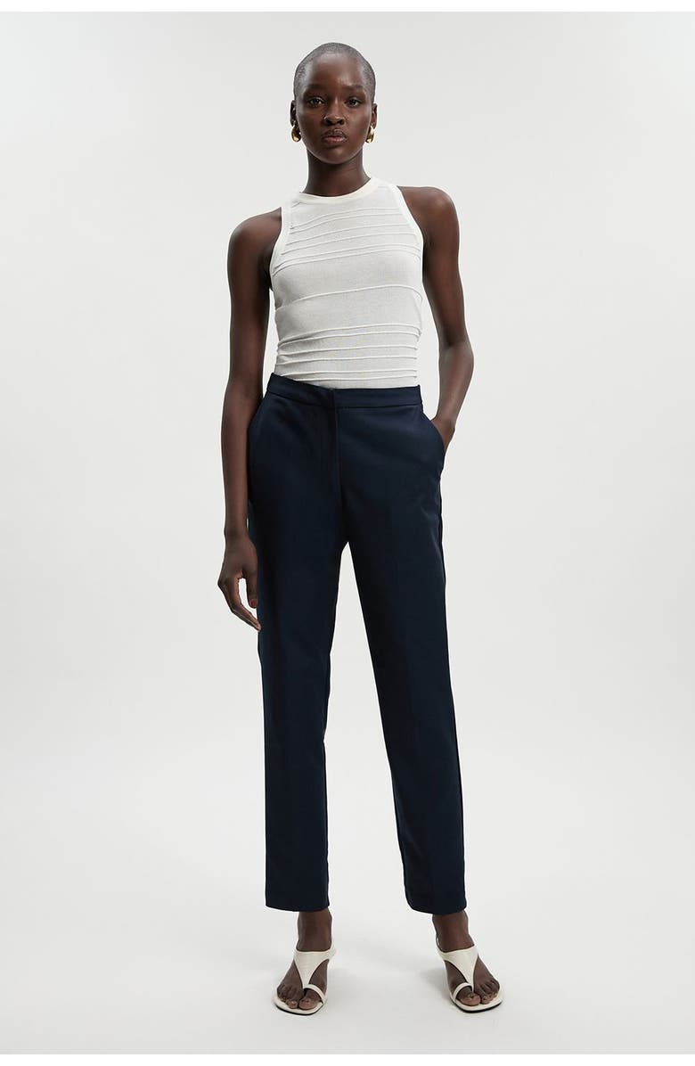 Karen Millen Petite Essential Techno Woven Trousers, Alternate, color, Navy