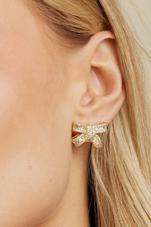 Untamed Petals Alicia Crystal Bow Studs In Gold