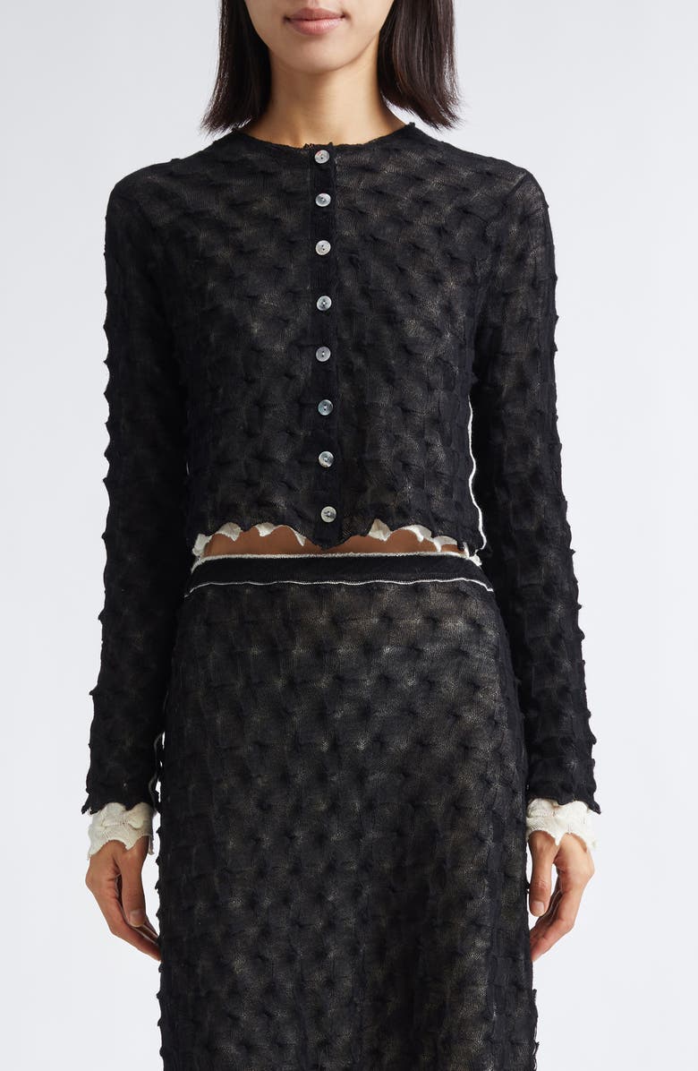 YanYan Borlor Double Layer Wool Shrunken Cardigan, Main, color, Black/ Ivory