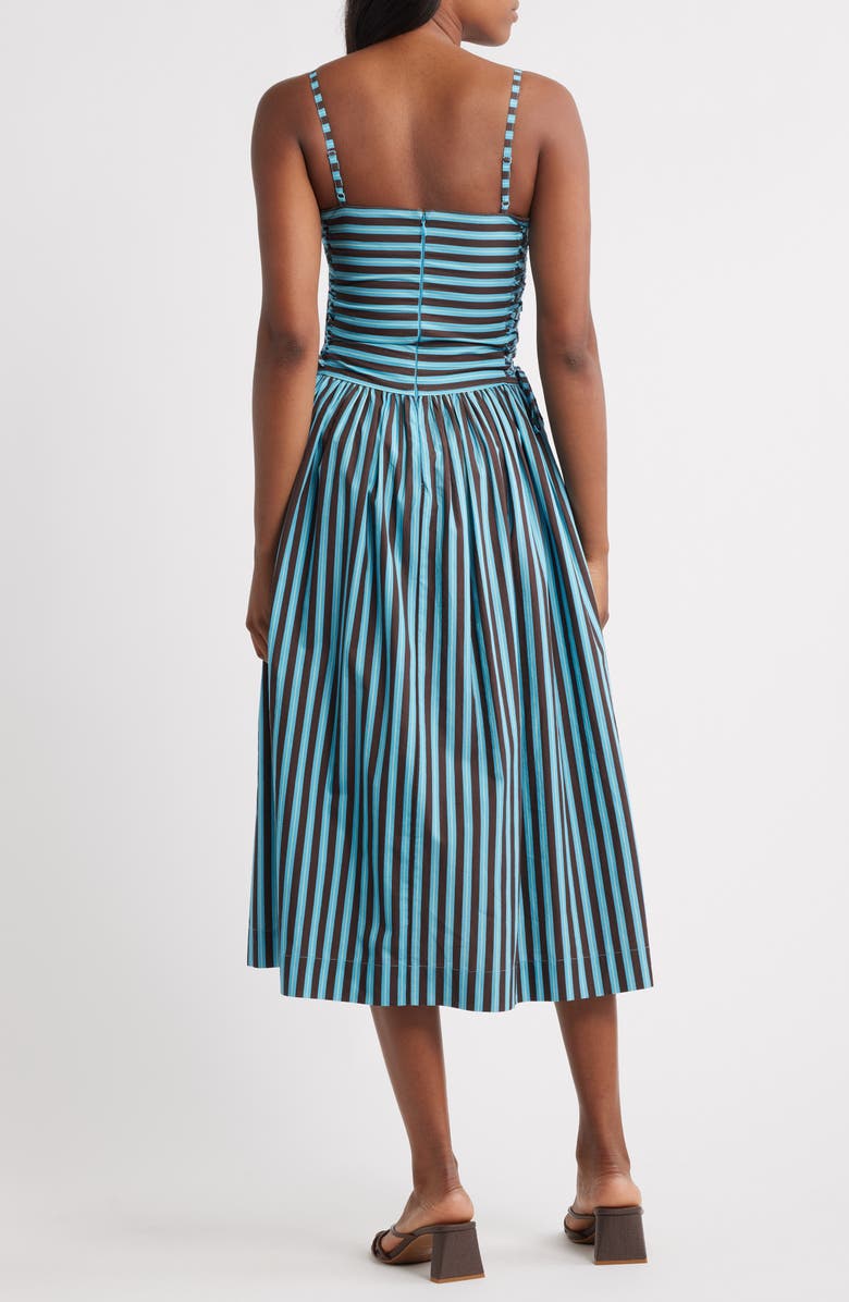 Damson Madder Angelina Stripe Lace-Up Side Midi Sundress, Alternate, color, Blue