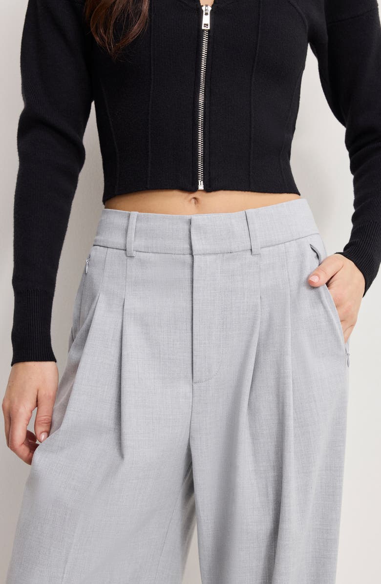 Good American Essential Wide Leg Suiting Pants, Alternate, color, Crosshatch Grey