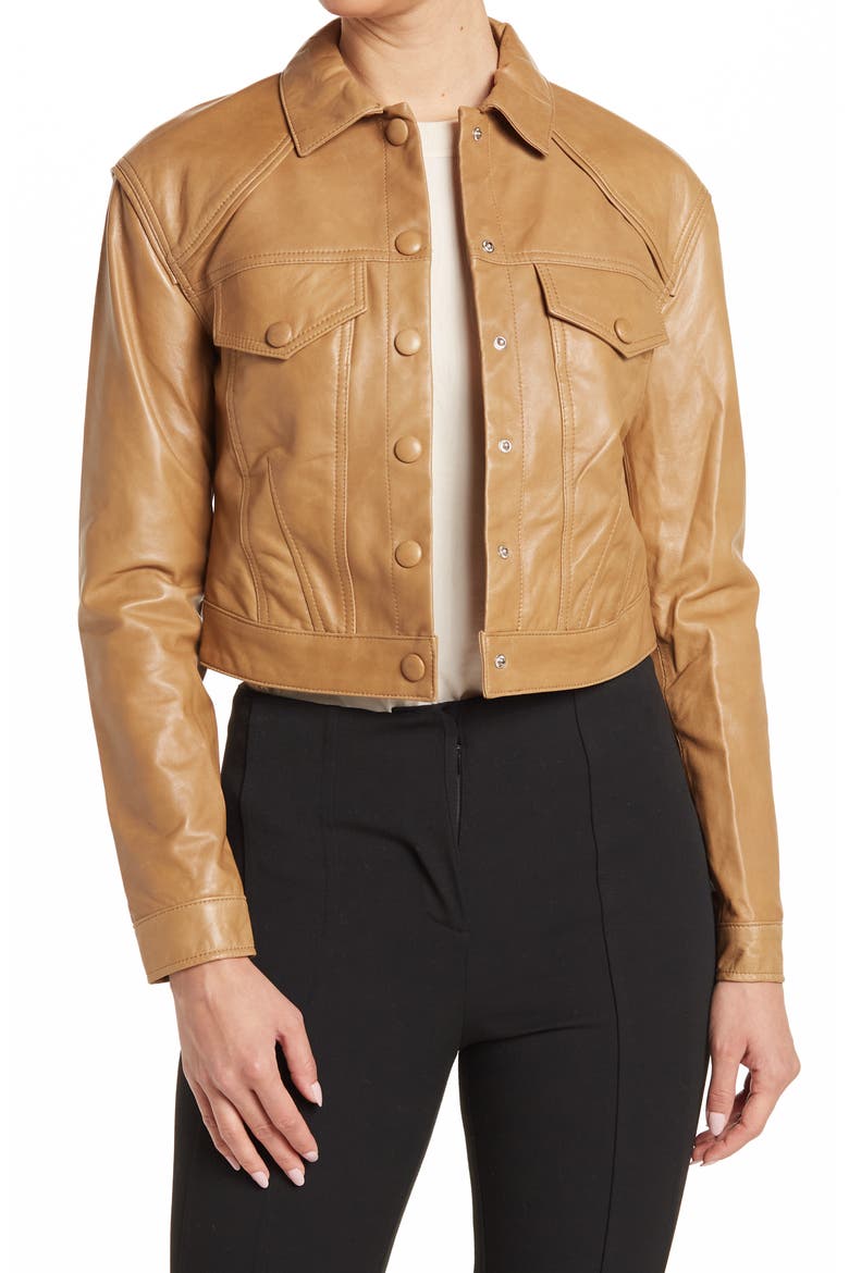 Leather Dottie Jacket, Main, color, KHAKI