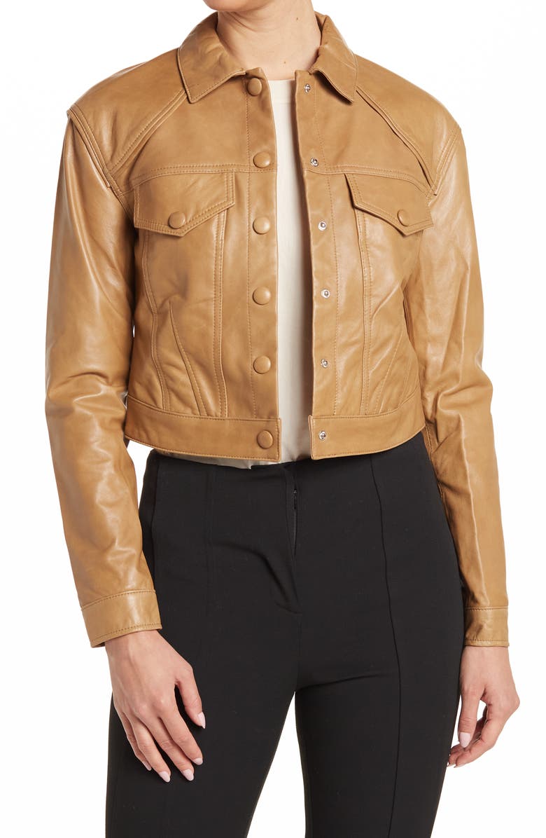 Veronica Beard Leather Dottie Jacket, Main, color, 