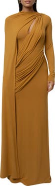 JLUXLABEL Draped Elegance Long Sleeve Gown
