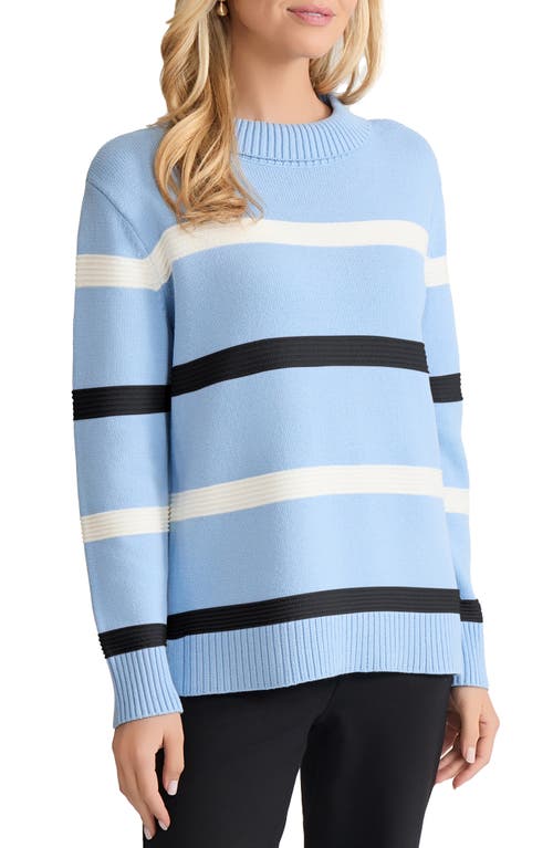 Jones New York Stripe Crewneck Sweater In Blue