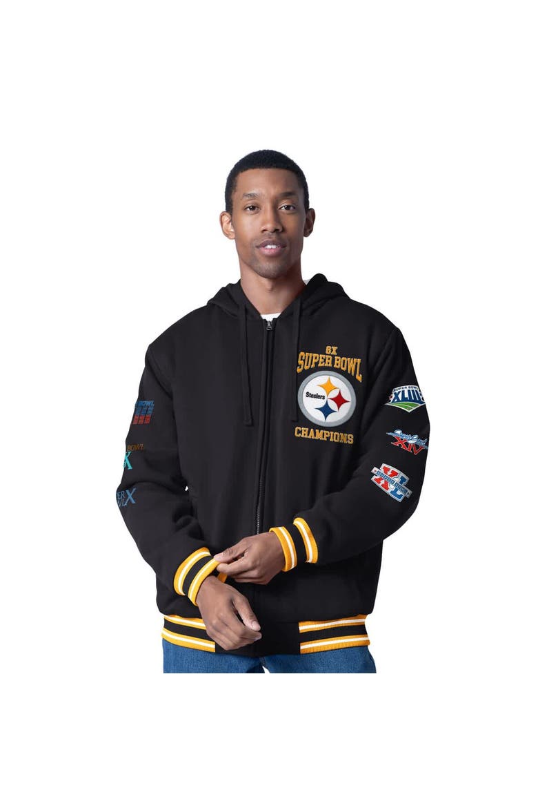 Men's G-III Sports by Carl Banks  Black Pittsburgh Steelers Power Forward Commemorative Full-Zip Hooded Jacket, Main, color, Black