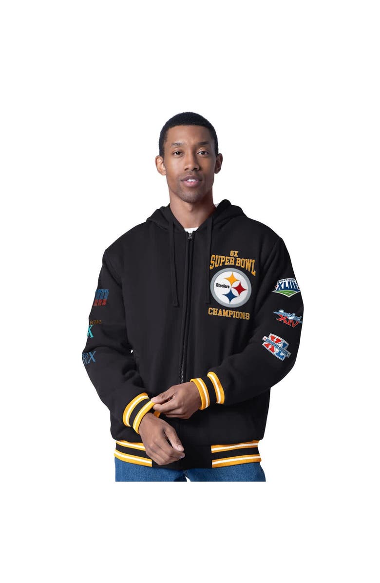 G-III SPORTS BY CARL BANKS Men's G-III Sports by Carl Banks  Black Pittsburgh Steelers Power Forward Commemorative Full-Zip Hooded Jacket, Main, color, Black