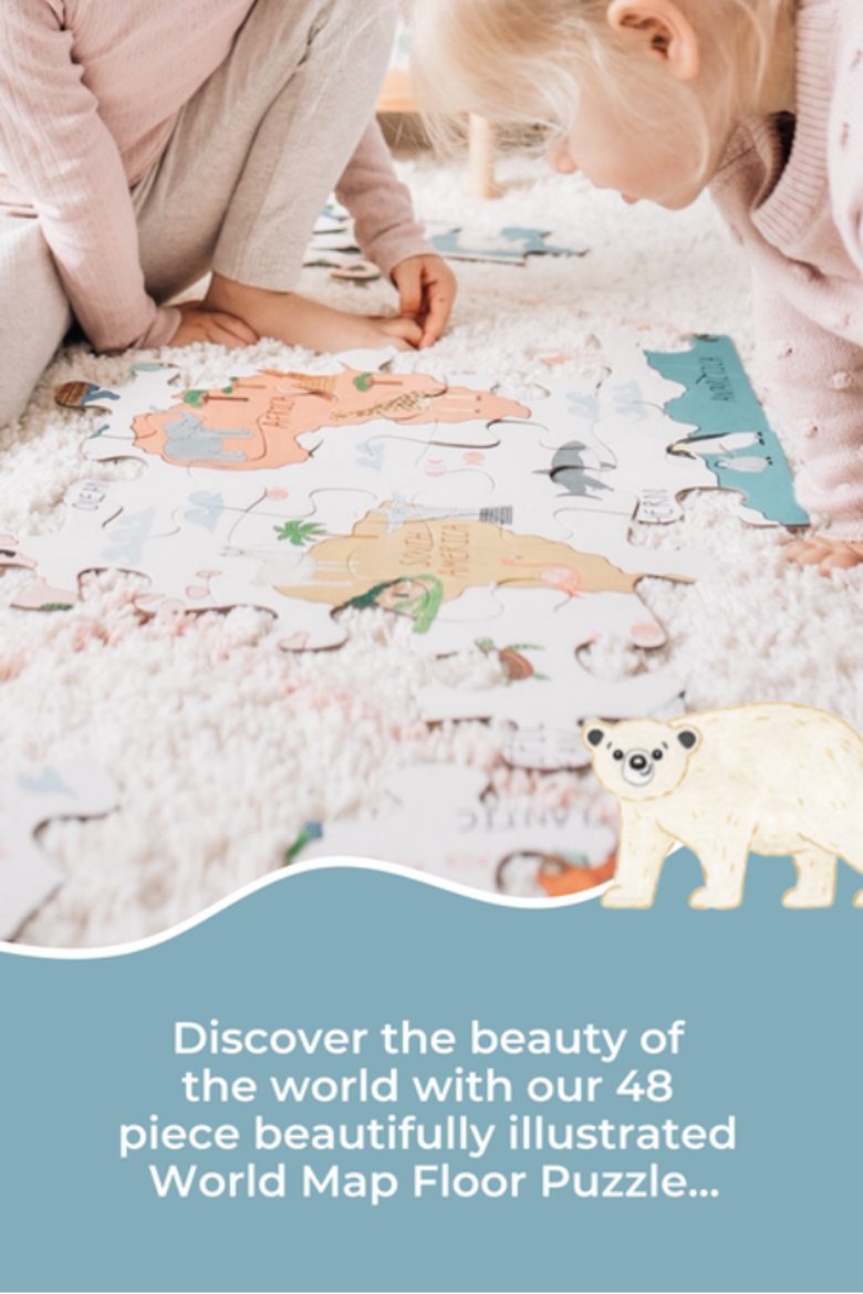 World Map Floor Puzzle - Age 1.5+ Years, Alternate, color, World Map
