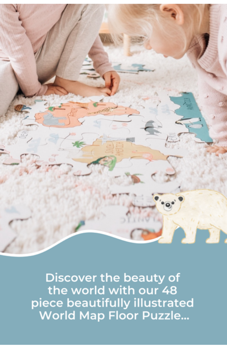 Mindful & Co Kids World Map Floor Puzzle - Age 1.5+ Years, Alternate, color, World Map