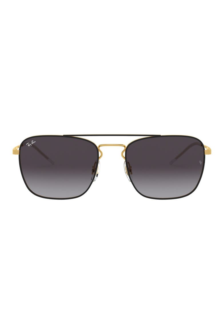 55mm Metal Aviator Sunglasses, Main, color, BLACK/ GOLD