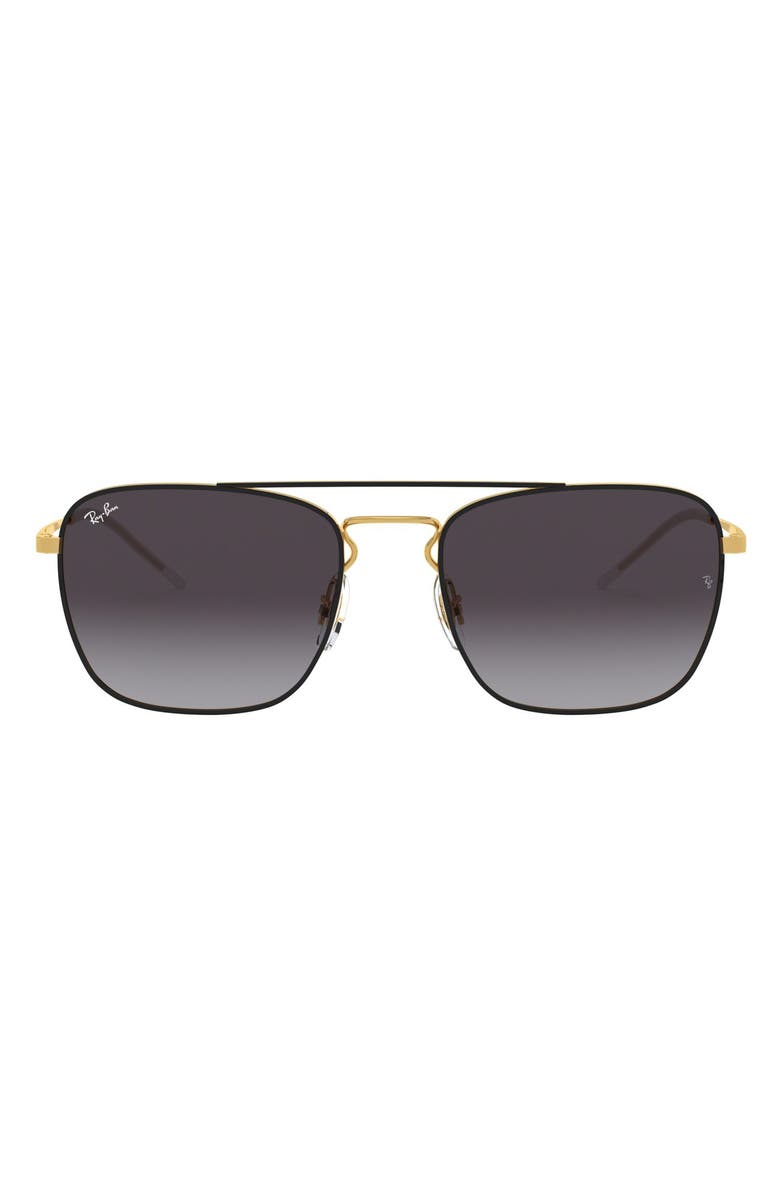 Ray-Ban 55mm Metal Aviator Sunglasses, Main, color, Black/ Gold