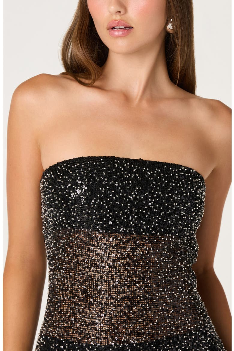 Janiyah Strapless Sequin Minidress, Alternate, color, BLACK