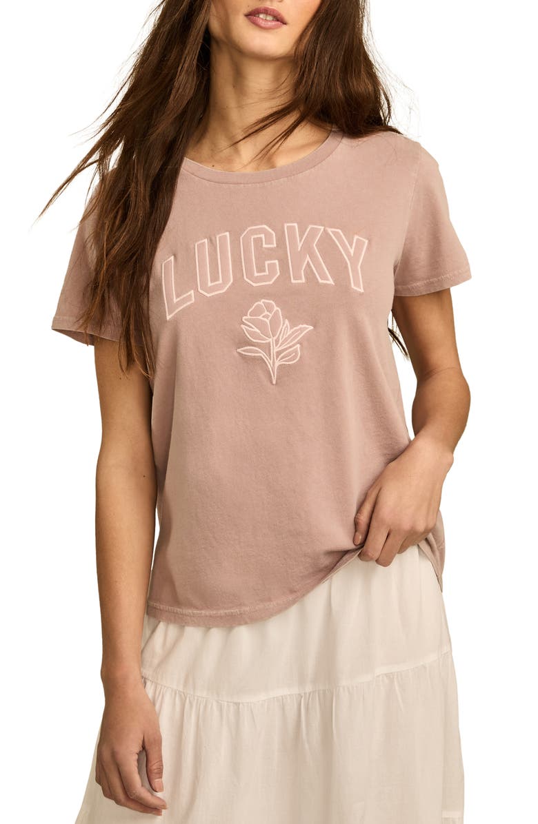 Lucky Brand Lucky Tonal Appliqué Cotton Graphic T-Shirt, Main, color,