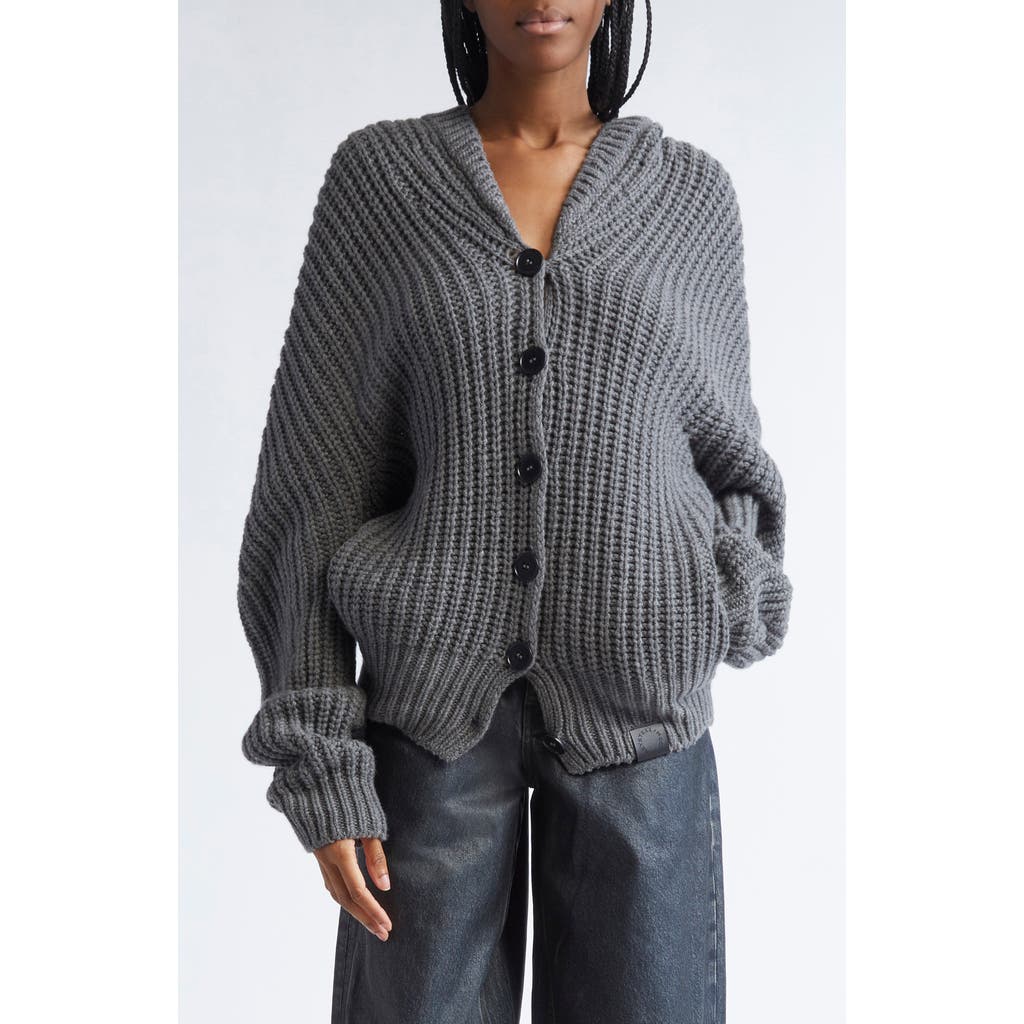 Stella Mccartney Hooded Ribbed Recycled-cashmere And Wool-blend Cardigan In Blue