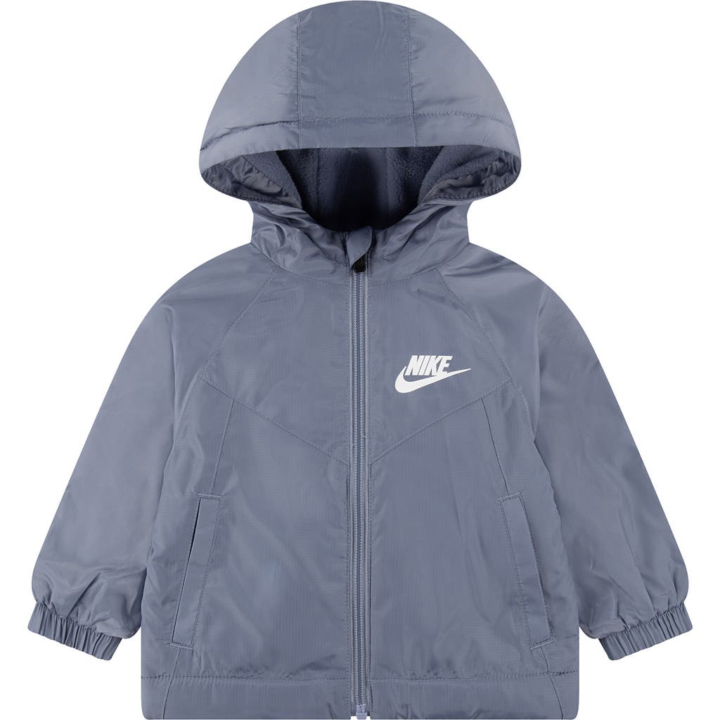 Nike Fleece Lined Windbreaker Jacket In Gray