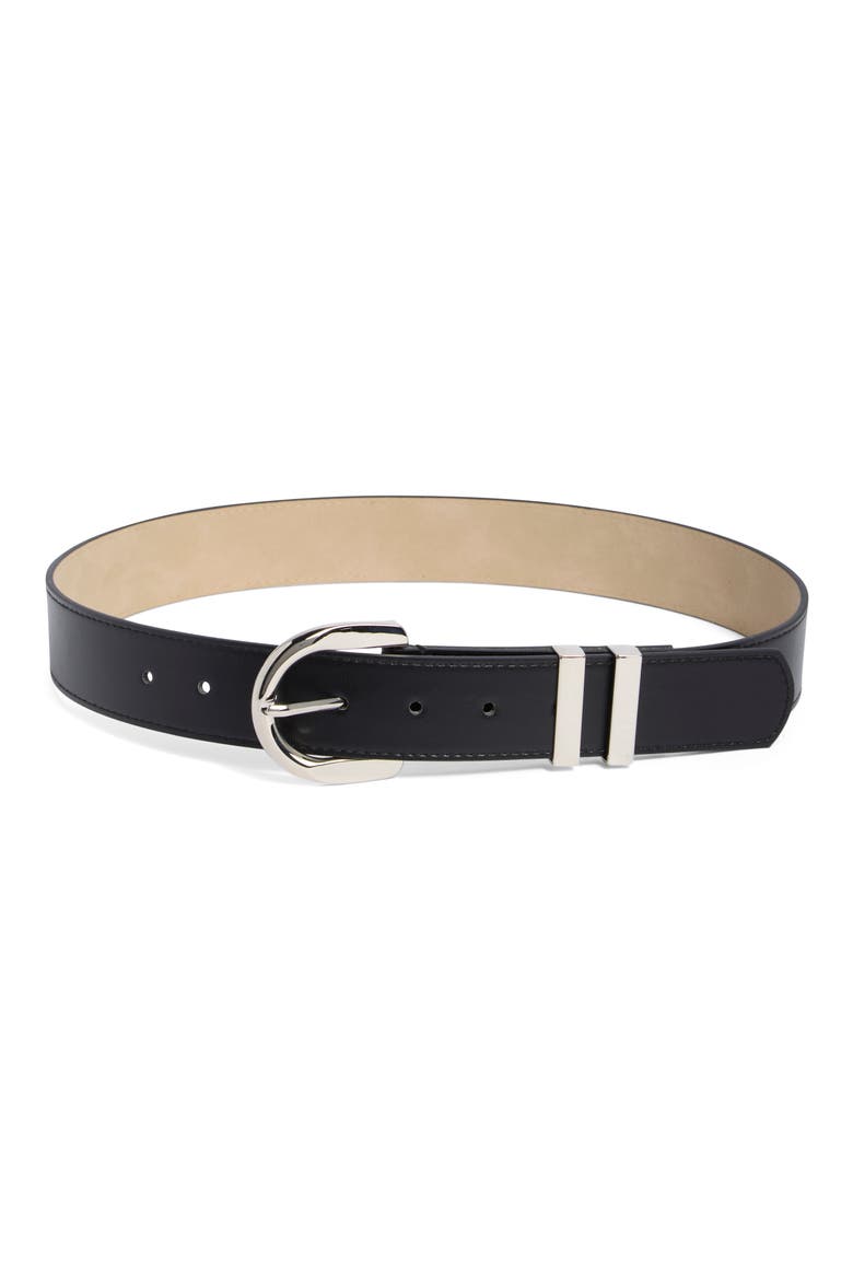 Faux Leather Belt, Main, color, BLACK