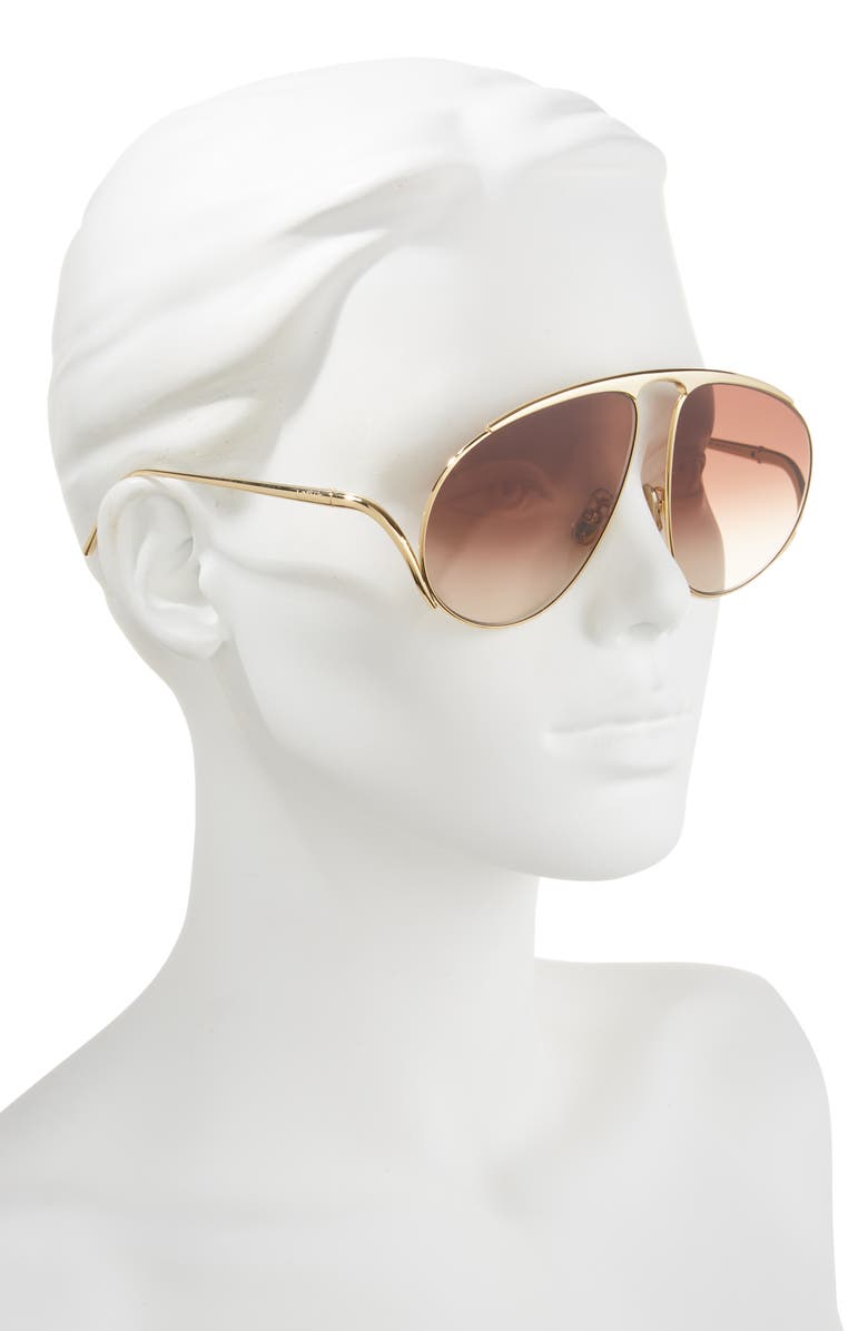 Loewe Signature Pilot Sunglasses, Alternate, color, Shiny Endura Gold / Gradient