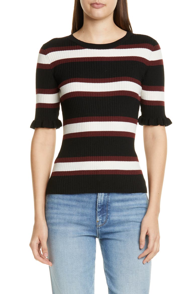 '70s Ruffle Cuff Wool Blend Sweater (Nordstrom Exclusive), Main, color, NOIR MULTI