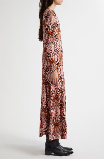 Pineapple Jewelry Long Sleeve Maxi Dress
